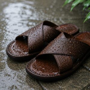 雨に濡れたサンダル